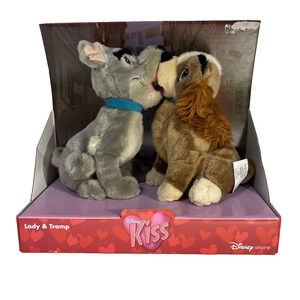 Disney Store Lady And The Tramp Kissing Plush Toys NIB